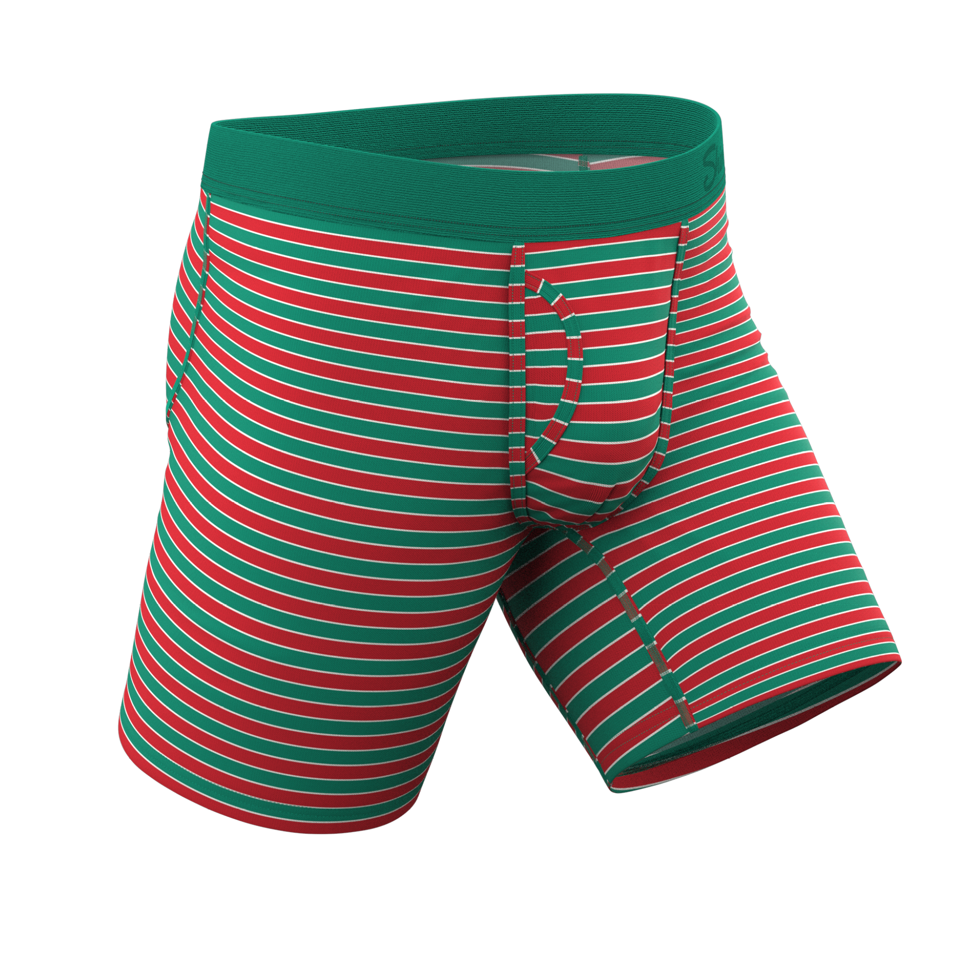  The Stripe Club | Christmas Striped Long Leg Ball Hammock® Pouch Boxers With Fly