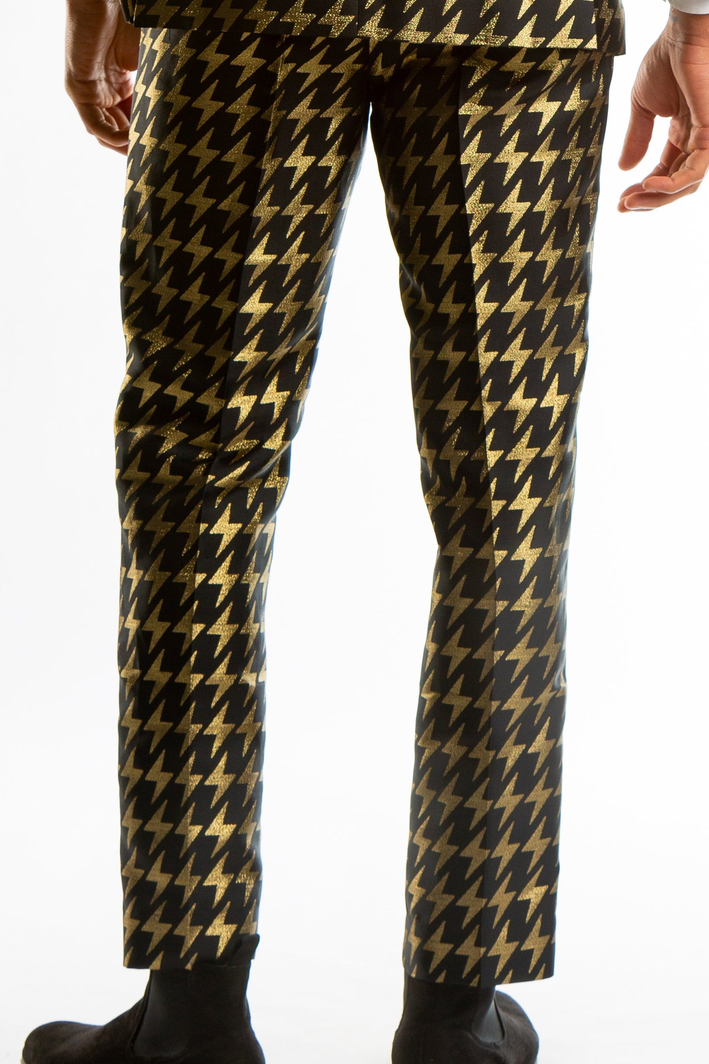  The Caviar And Cocktails | Gold Jacquard Black Label Suit Pants