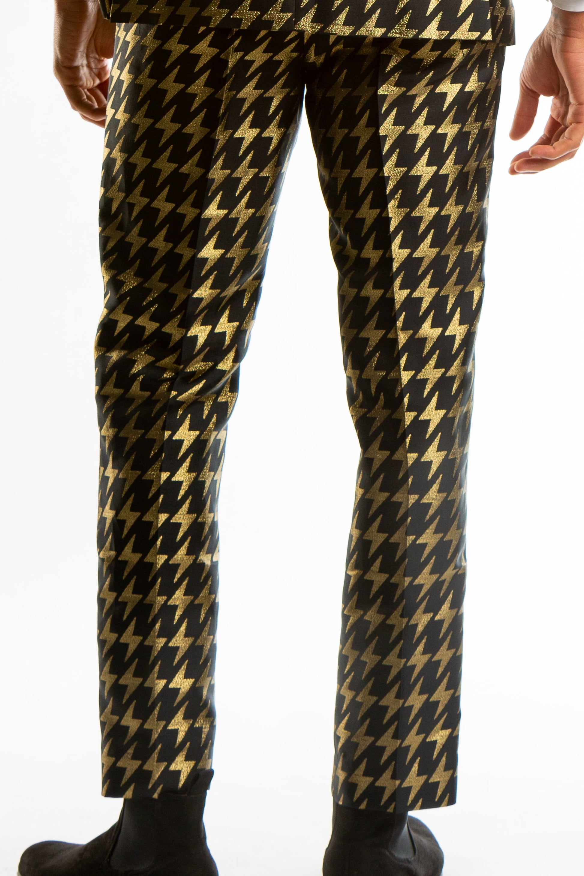  The Caviar And Cocktails | Gold Jacquard Black Label Suit Pants