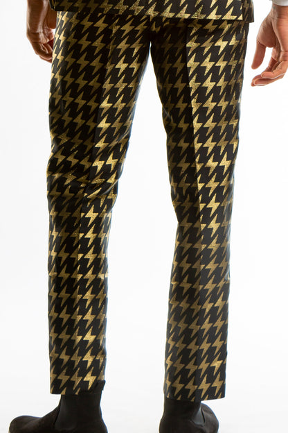  The Caviar And Cocktails | Gold Jacquard Black Label Suit Pants