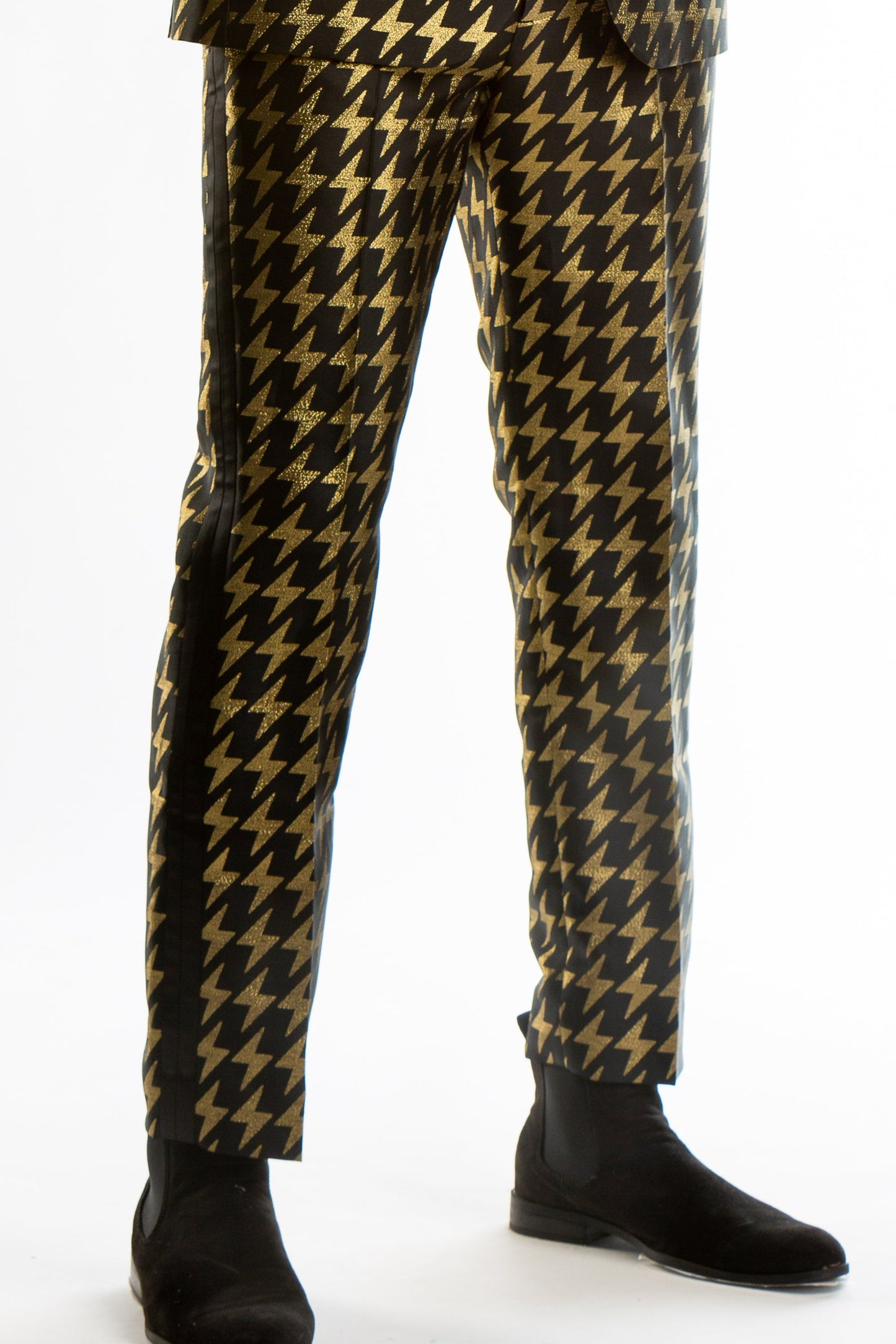  The Caviar And Cocktails | Gold Jacquard Black Label Suit Pants