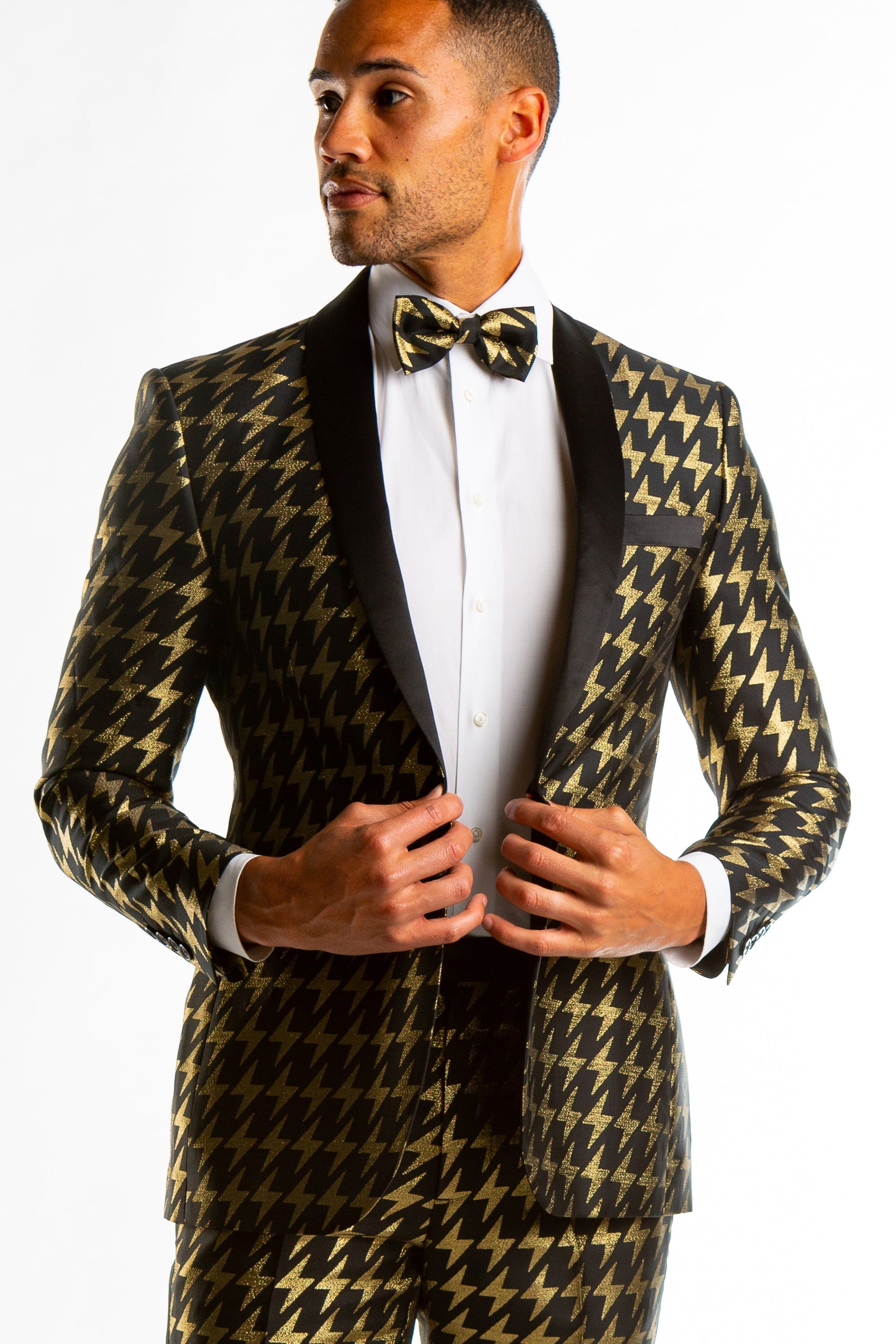  The Caviar And Cocktails | Gold Jacquard Black Label Suit