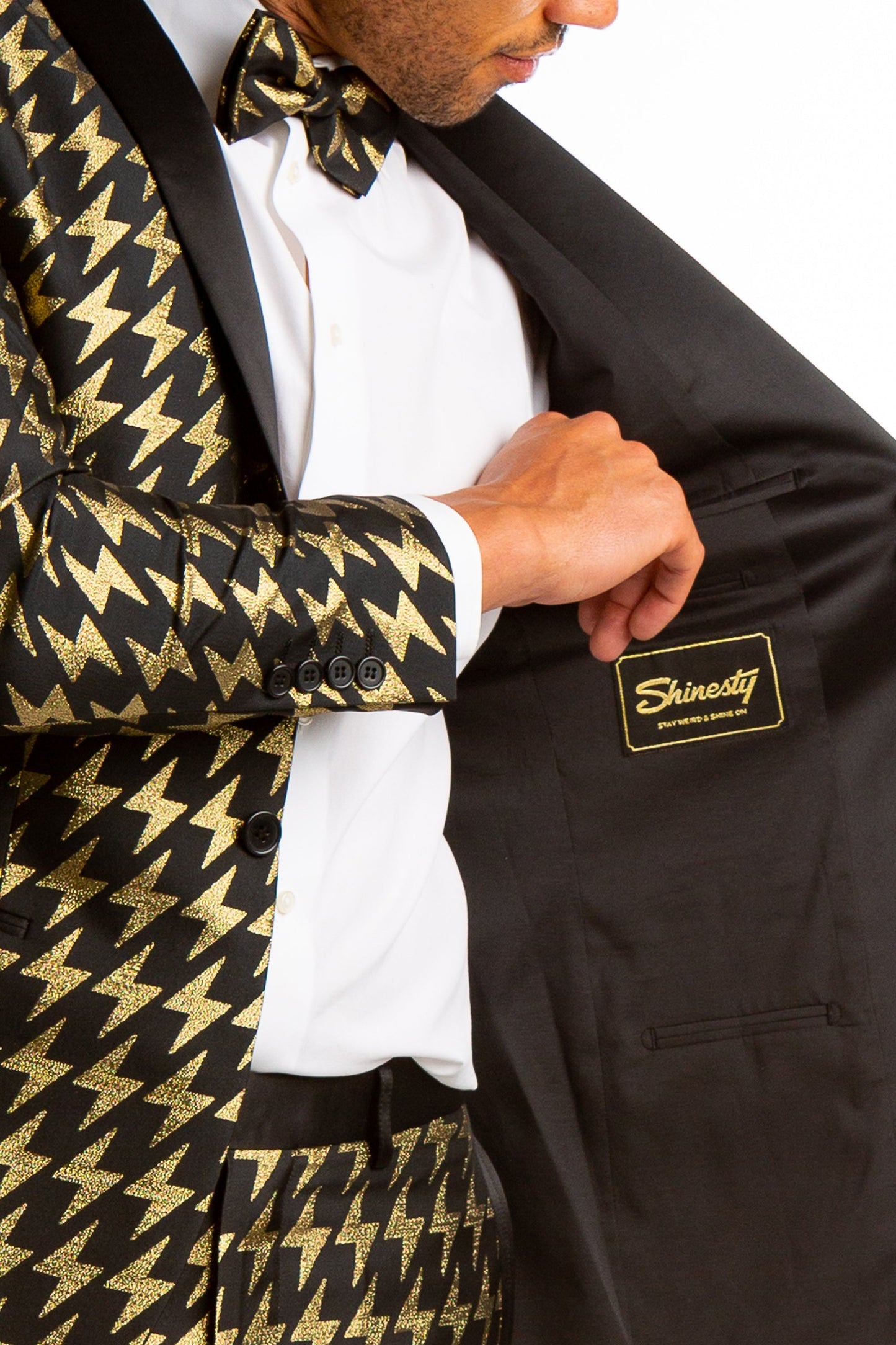  The Caviar And Cocktails | Gold Jacquard Black Label Suit