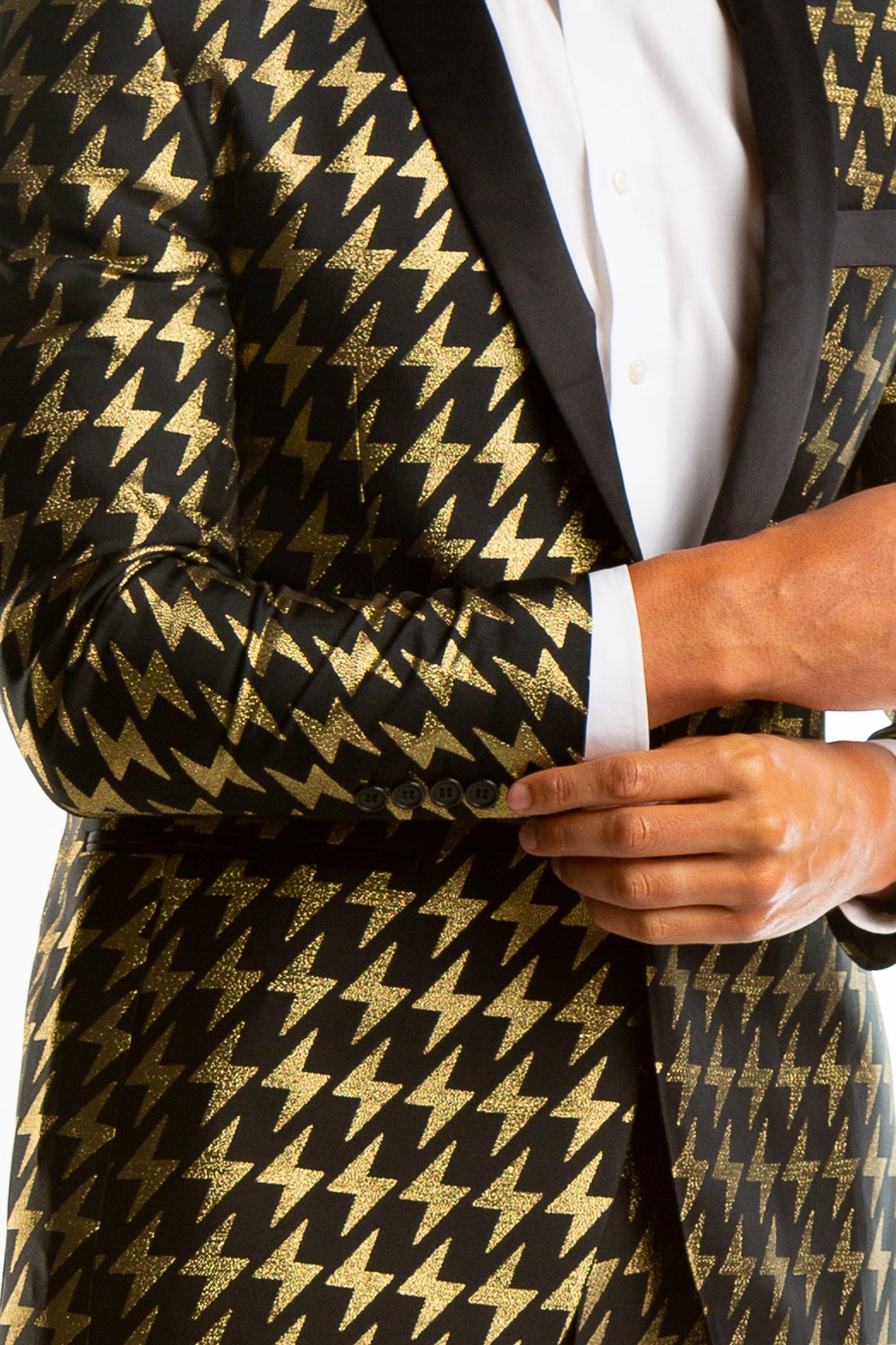  The Caviar And Cocktails | Gold Jacquard Black Label Suit