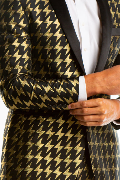  The Caviar And Cocktails | Gold Jacquard Black Label Suit
