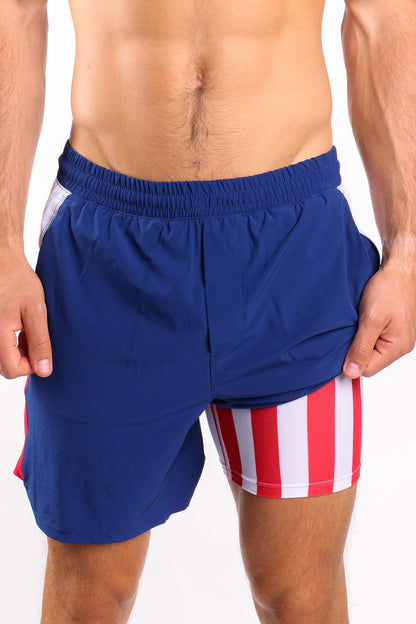 The Double Duty | American Flag Ball Hammock® 7 Inch Athletic Shorts