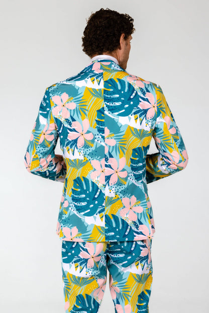  The Floral Fixation | Blue Tropical Suit Blazer