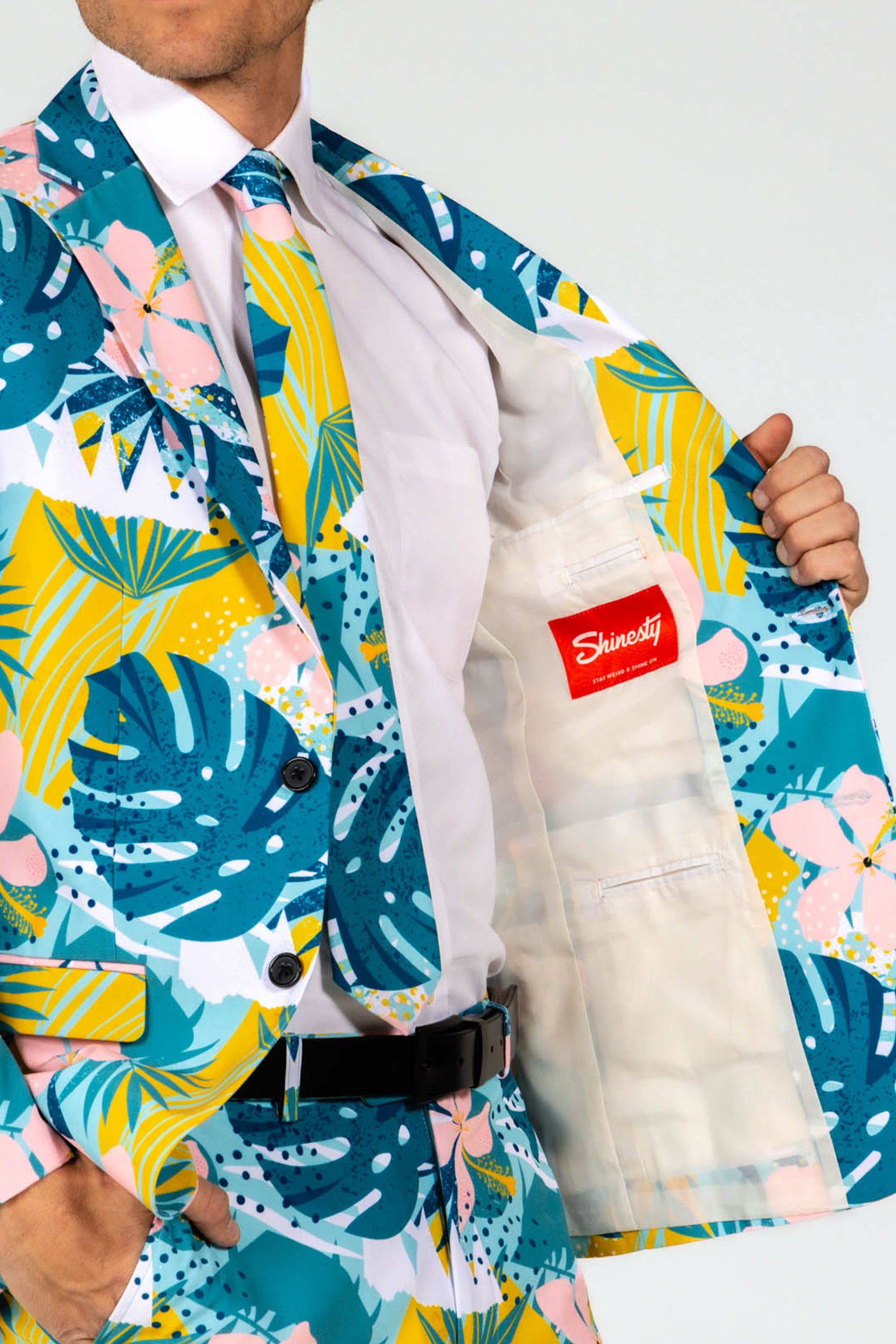  The Floral Fixation | Blue Tropical Suit Blazer