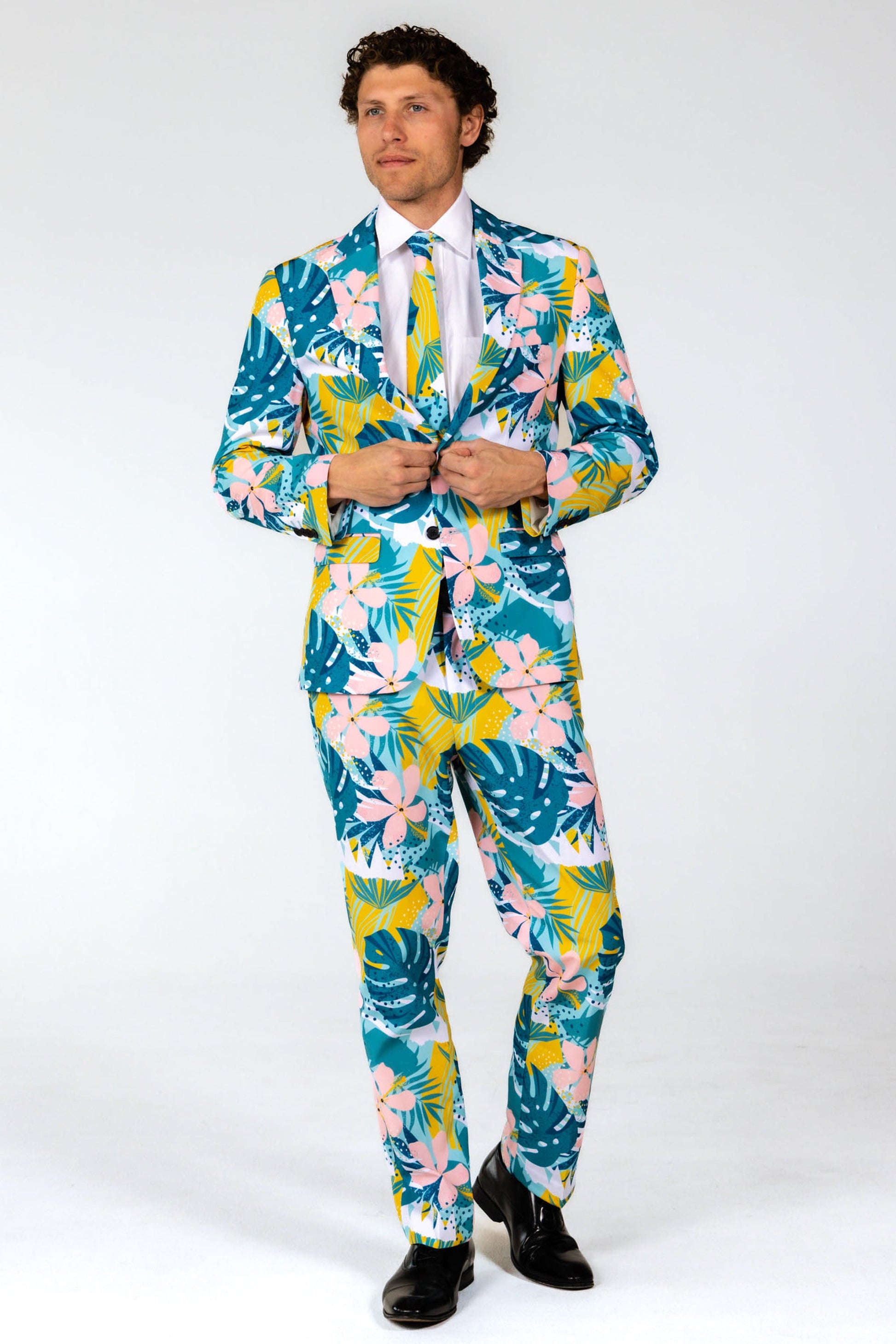  The Floral Fixation | Blue Tropical Suit Blazer