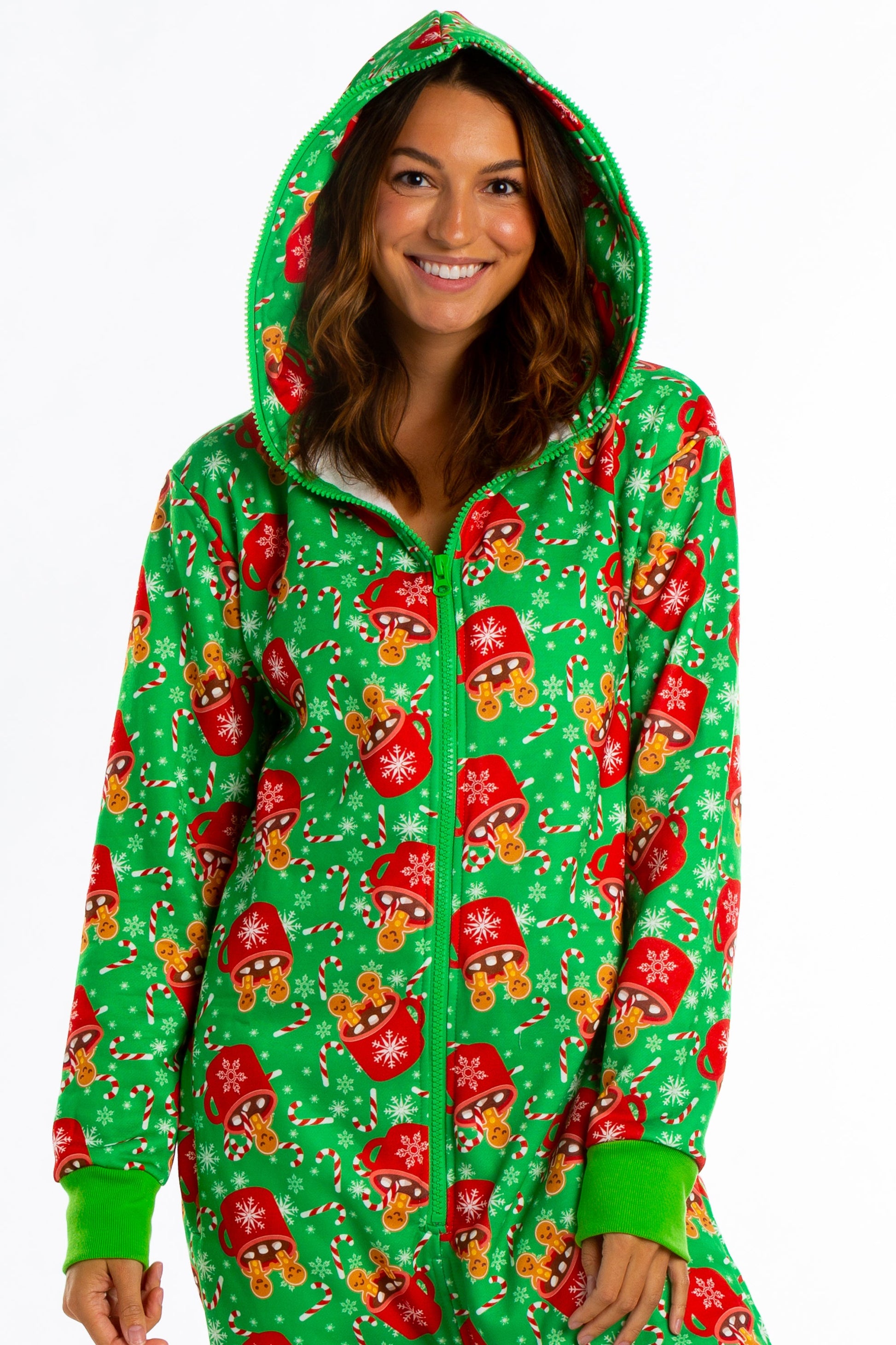  The Hot Cocoa-cuzzi | Ladies Unisex Gingerbread Christmas Onesie