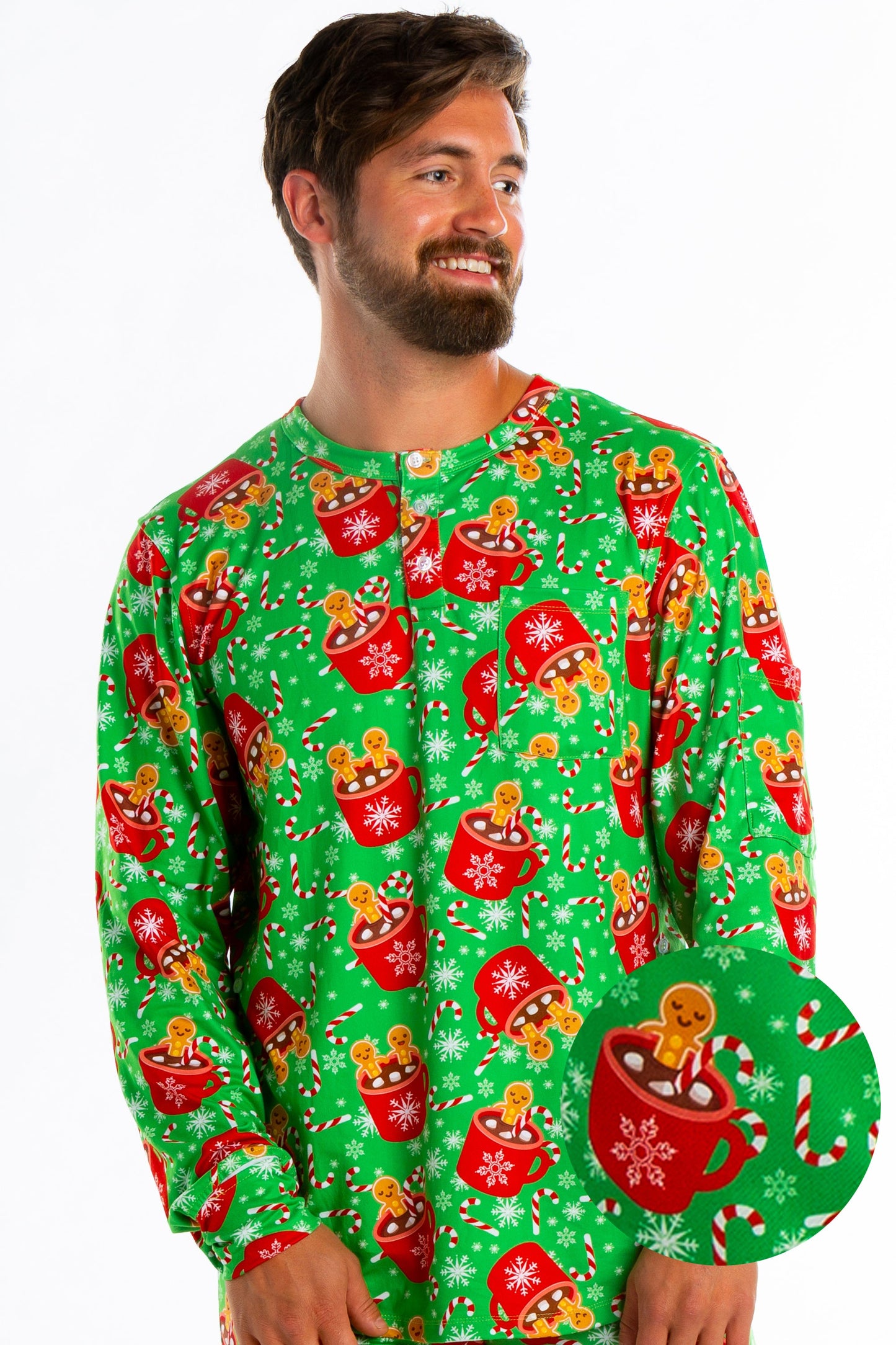  The Hot Cocoa-cuzzi | Mens Gingerbread Pajama Top