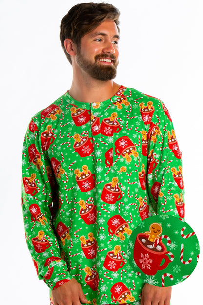 The Hot Cocoa-cuzzi | Mens Gingerbread Pajama Top