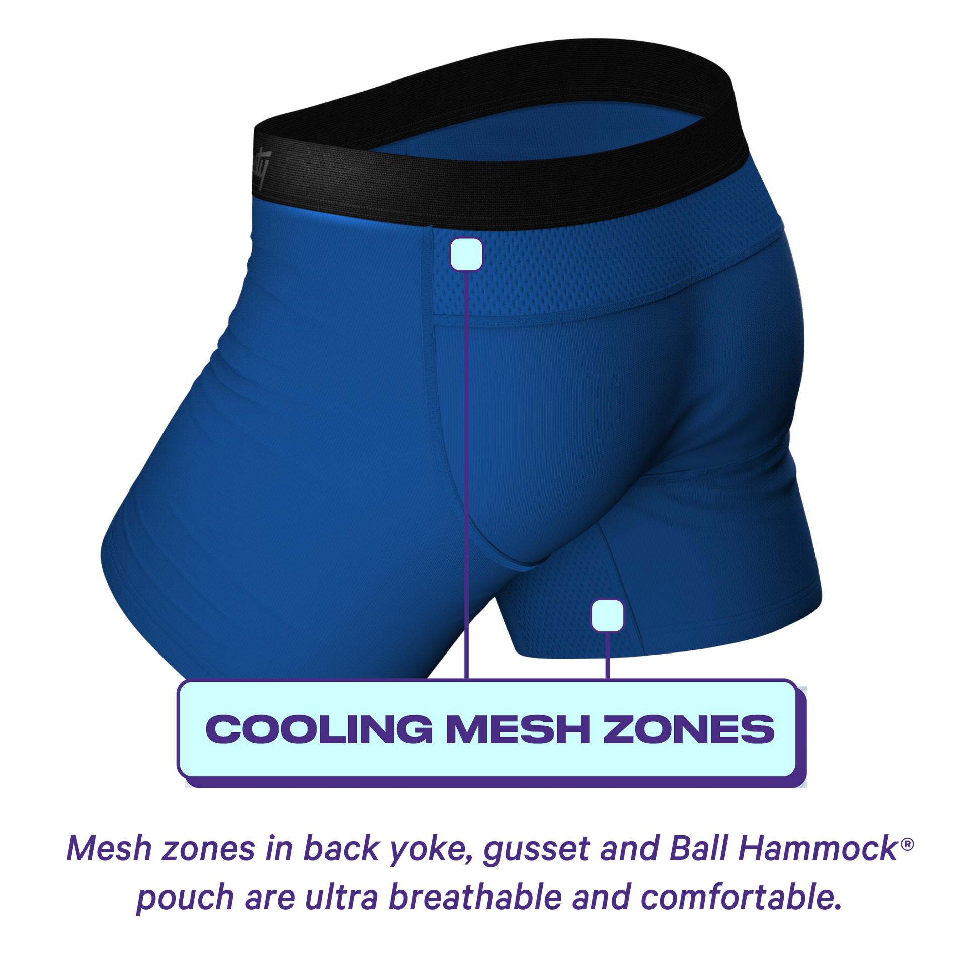  The Hurricane | Blue Cooling Ball Hammock® Underwear With Fly 3 Pack