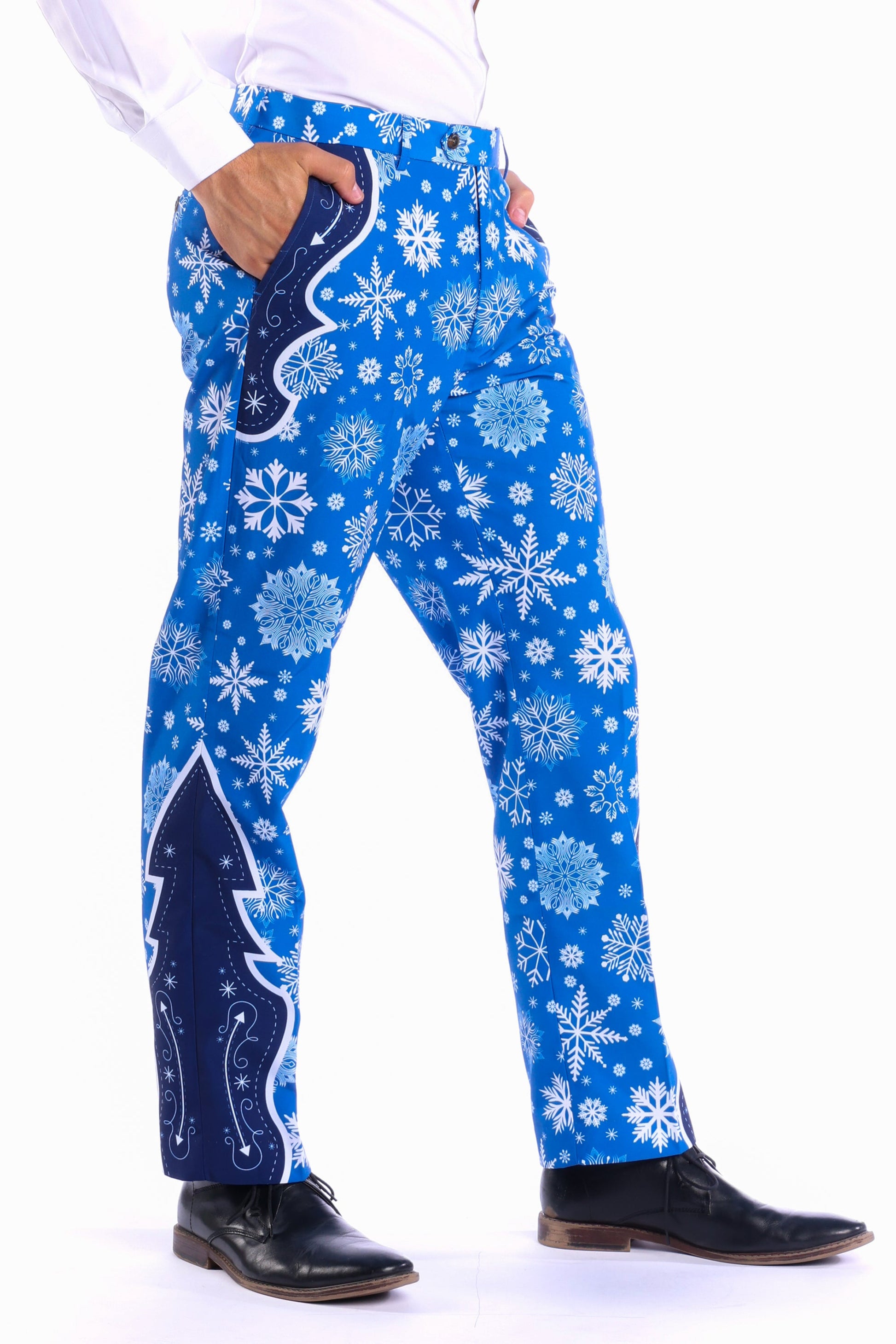  The Ice Never Melts | Blue Snowflake Christmas Suit Pants