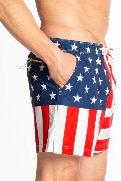  The Reagans | American Flag Patch Ball Hammock® Pouch 5" Swim Trunks