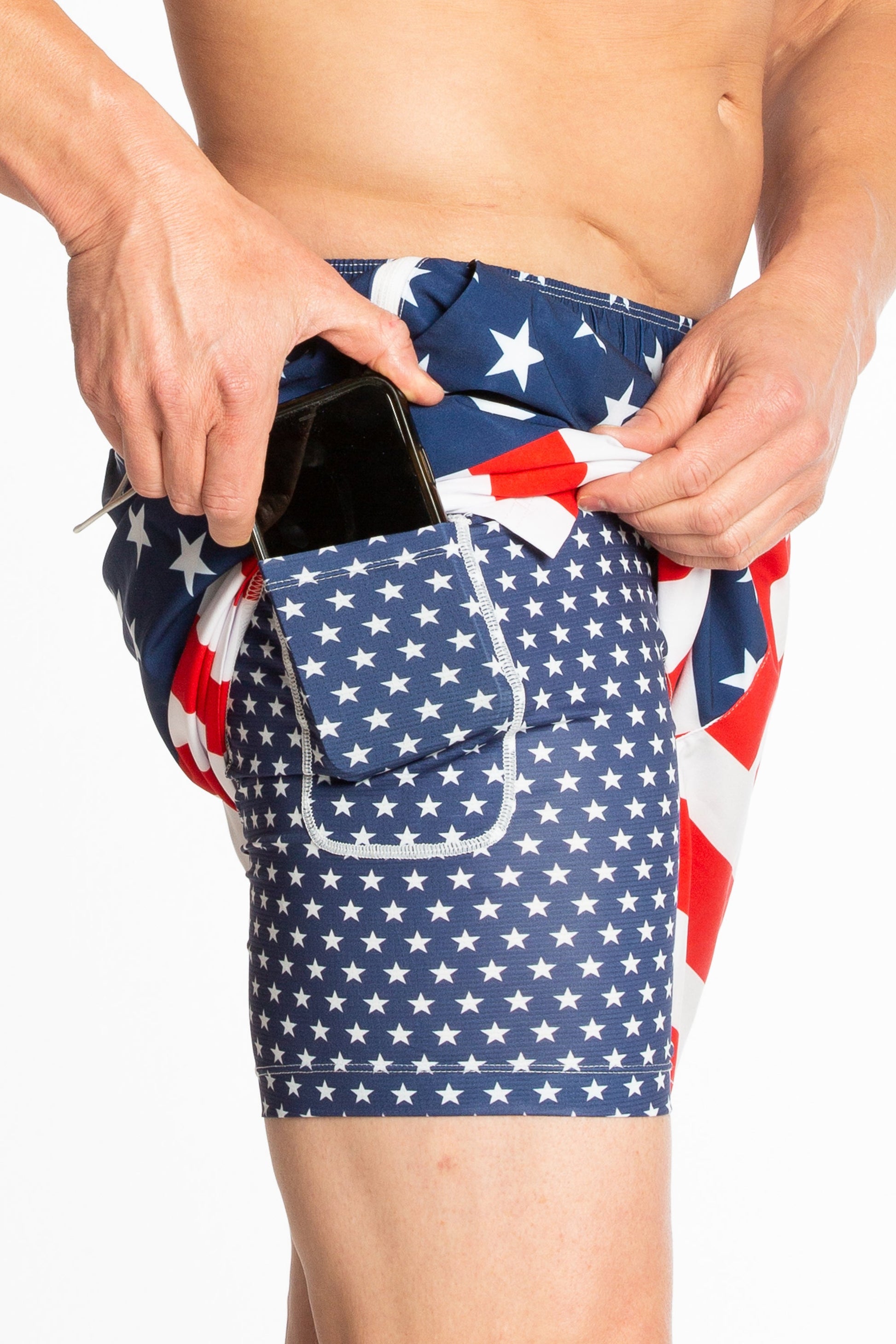  The Reagans | American Flag Patch Ball Hammock® Pouch 5" Swim Trunks