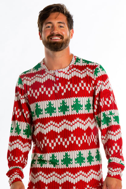  The Red Ryder | Mens Knit Pattern Pajama Top