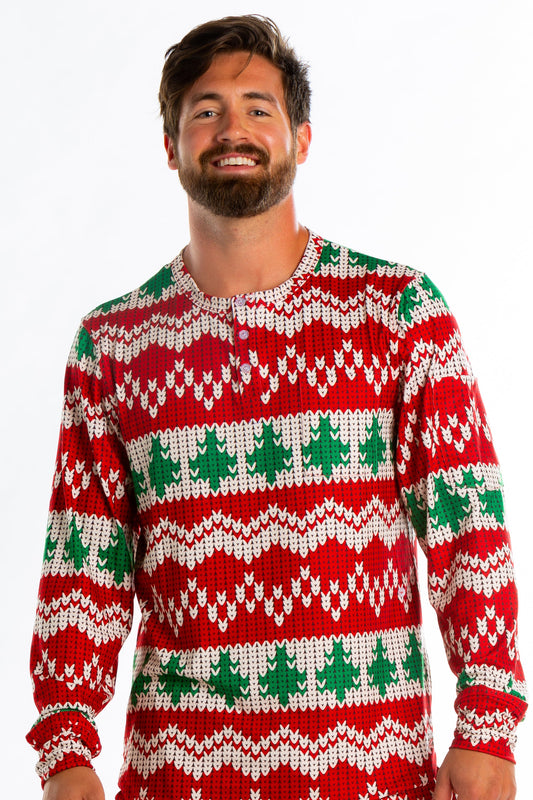 The Red Ryder | Mens Knit Pattern Pajama Top