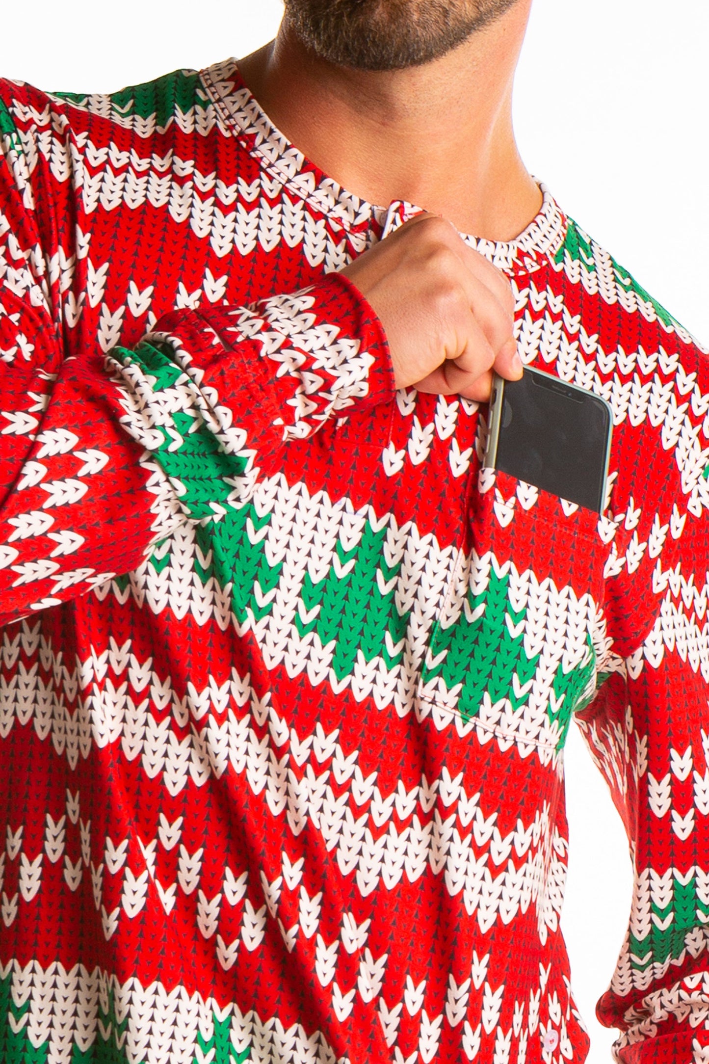  The Red Ryder | Mens Knit Pattern Pajama Top