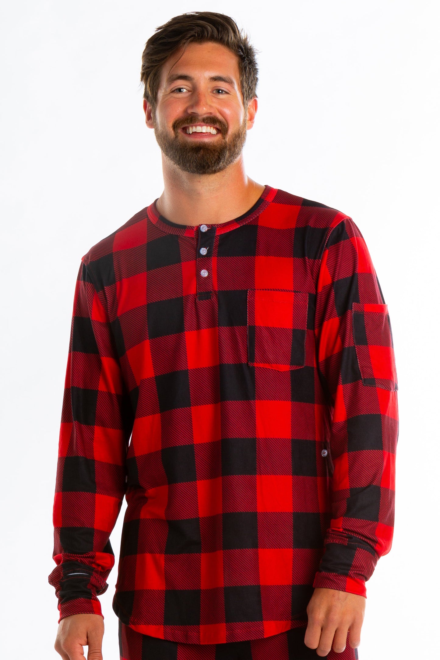  The Red And Black Lumberjack | Mens Buffalo Check Pajama Top