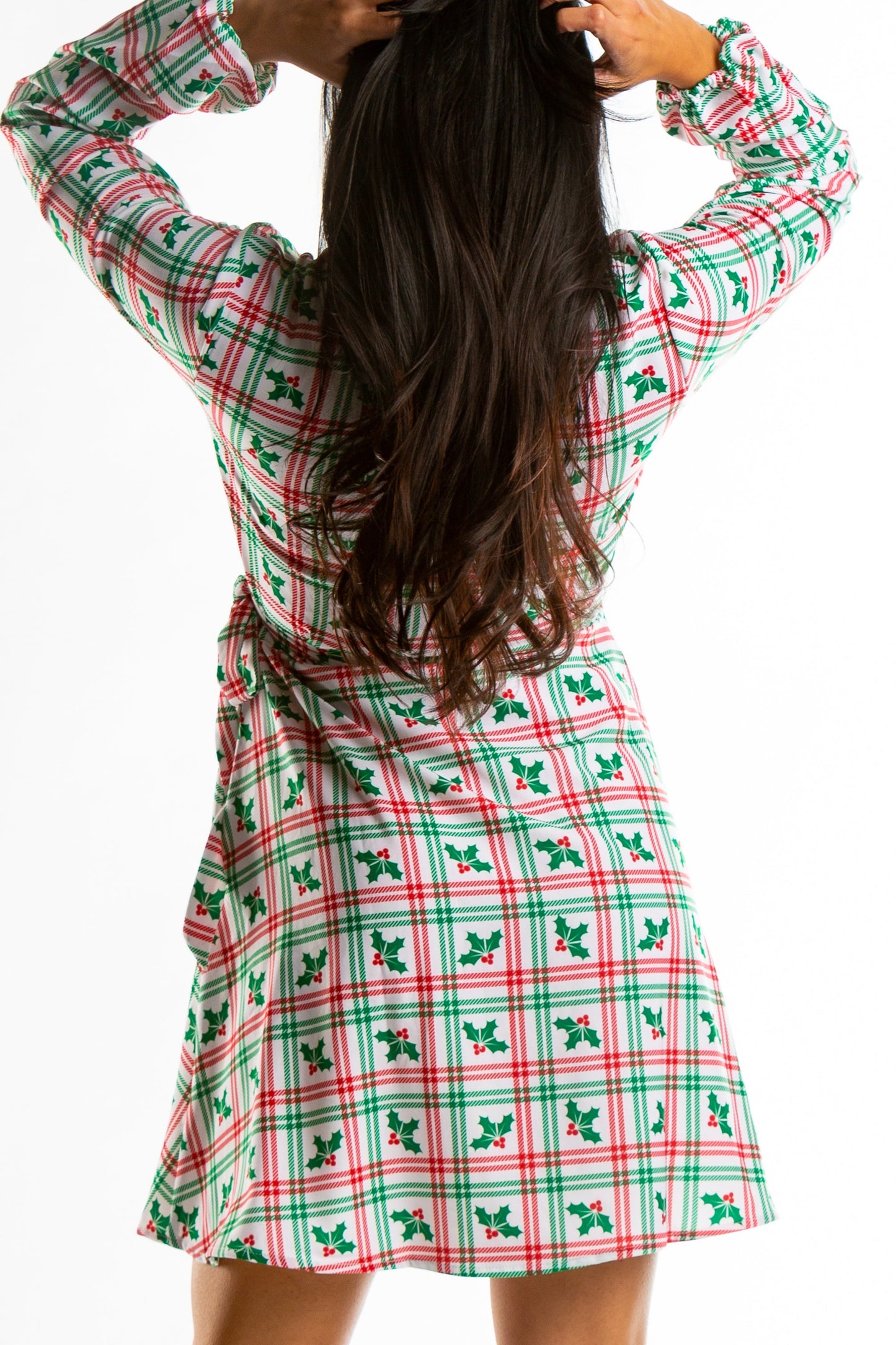  The Smooches | Mistletoe Plaid Christmas Wrap Dress