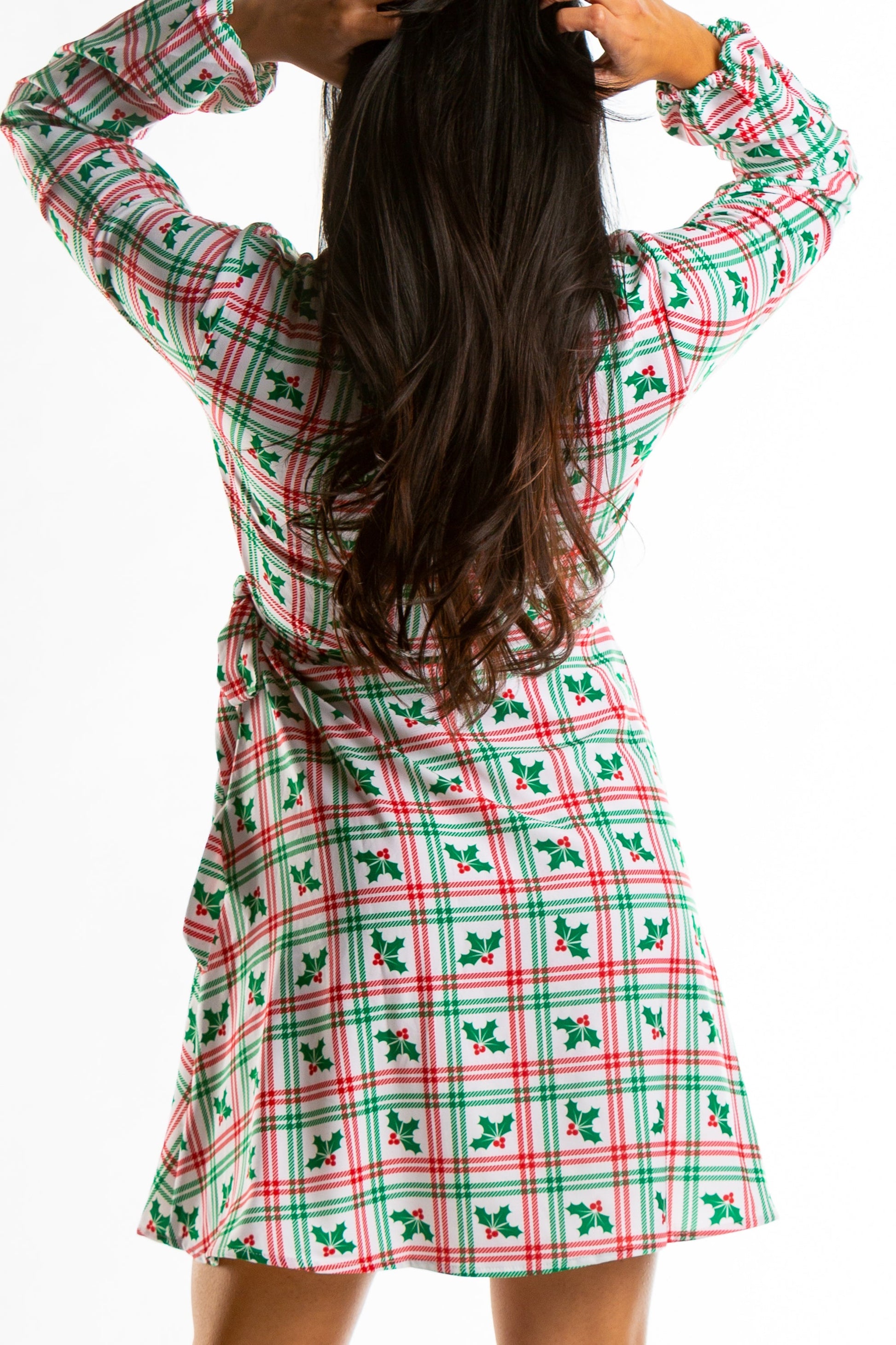  The Smooches | Mistletoe Plaid Christmas Wrap Dress