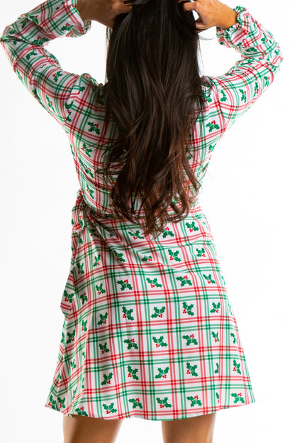  The Smooches | Mistletoe Plaid Christmas Wrap Dress