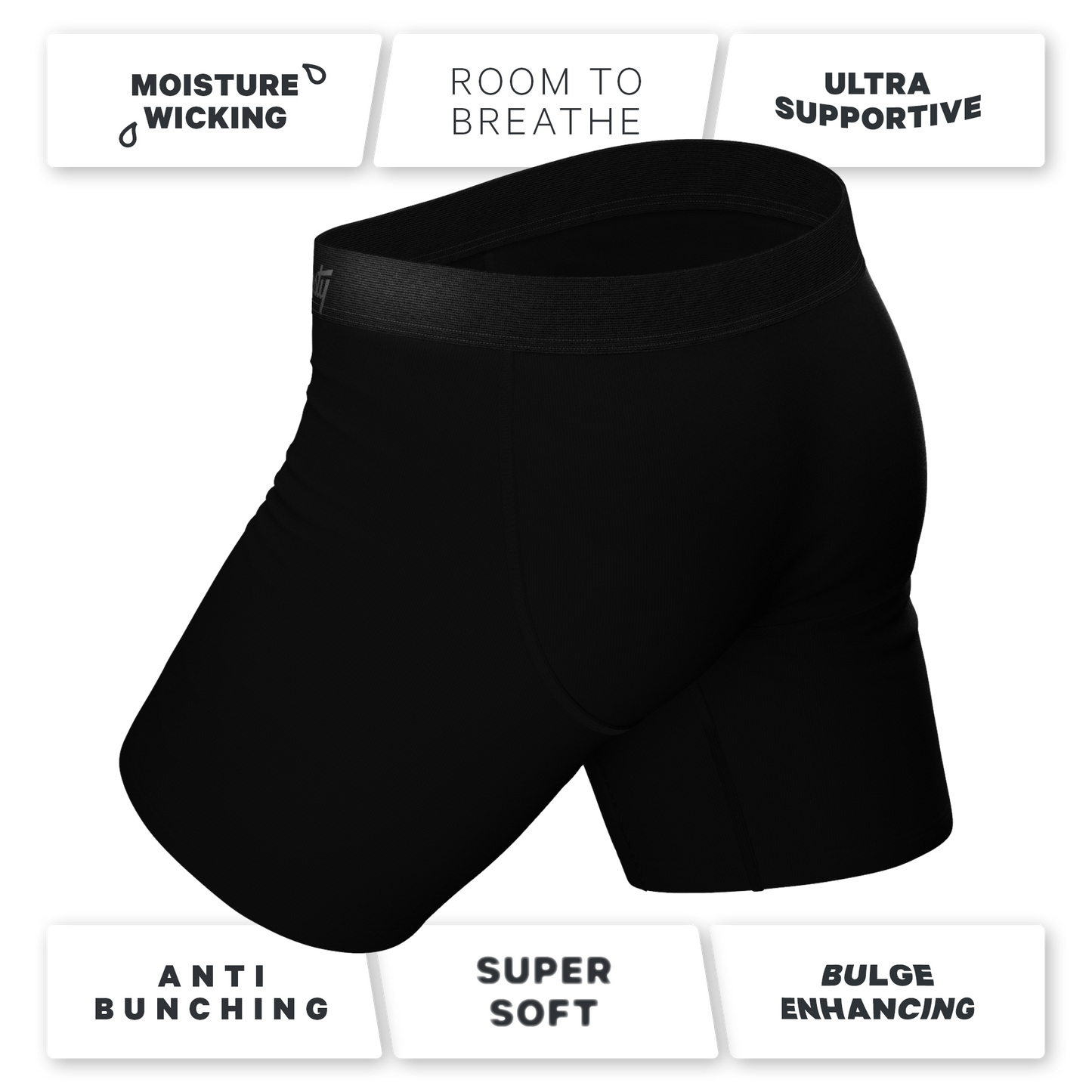  The Threat Level Midnight | Long Leg Black Ball Hammock® Pouch Underwear With Fly 5 Pack