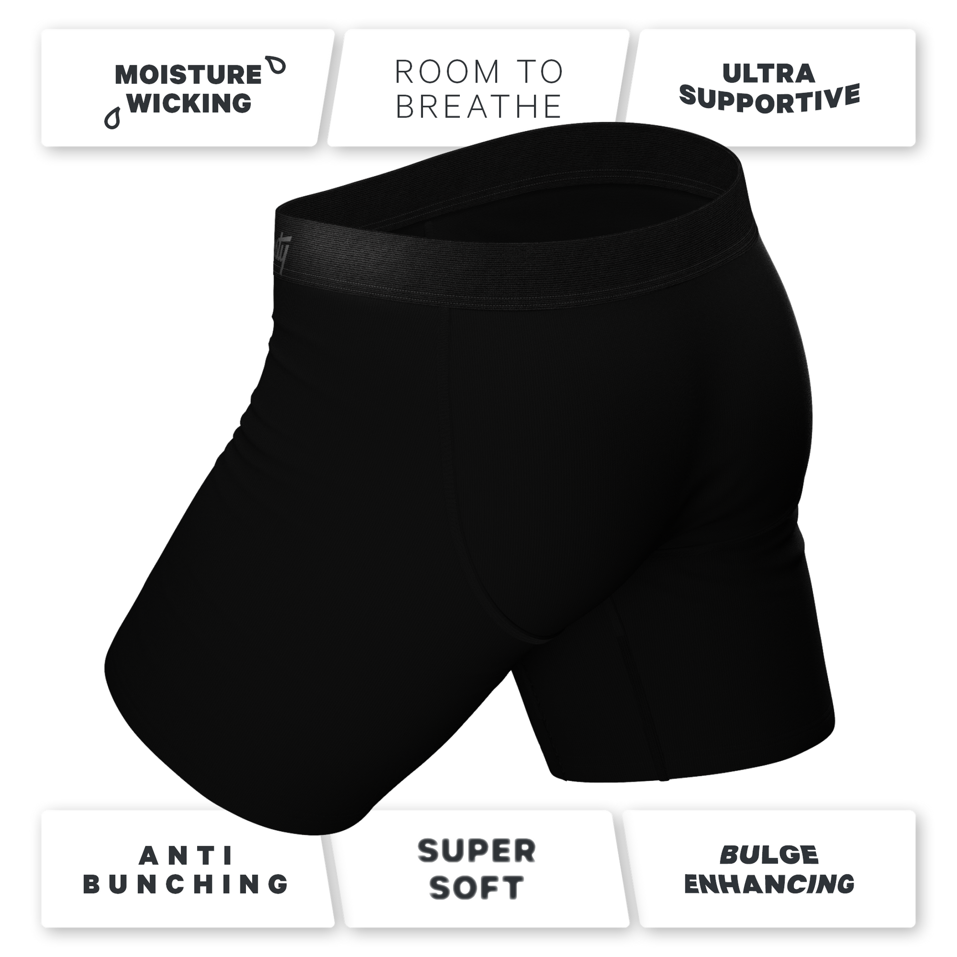  The Threat Level Midnight | Long Leg Black Ball Hammock® Pouch Underwear With Fly 7 Pack
