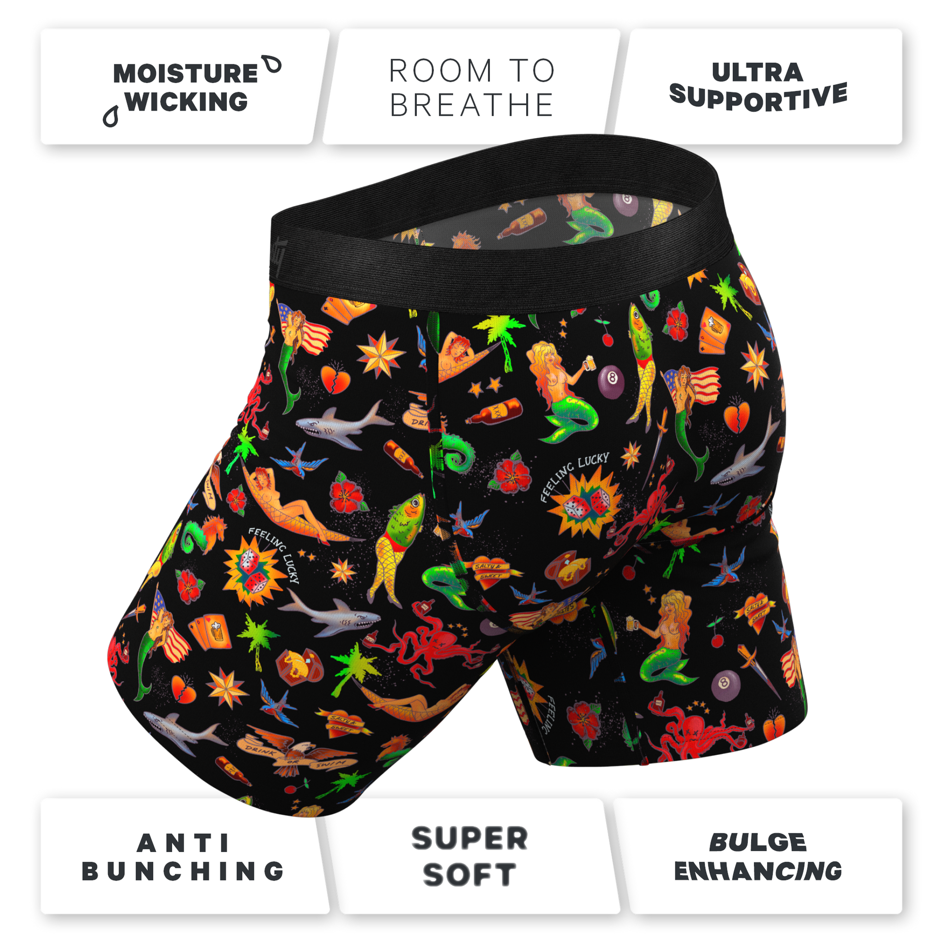  The Tight Ship | Sailor Tattoos Long Leg Ball Hammock® Pouch Underwear With Fly