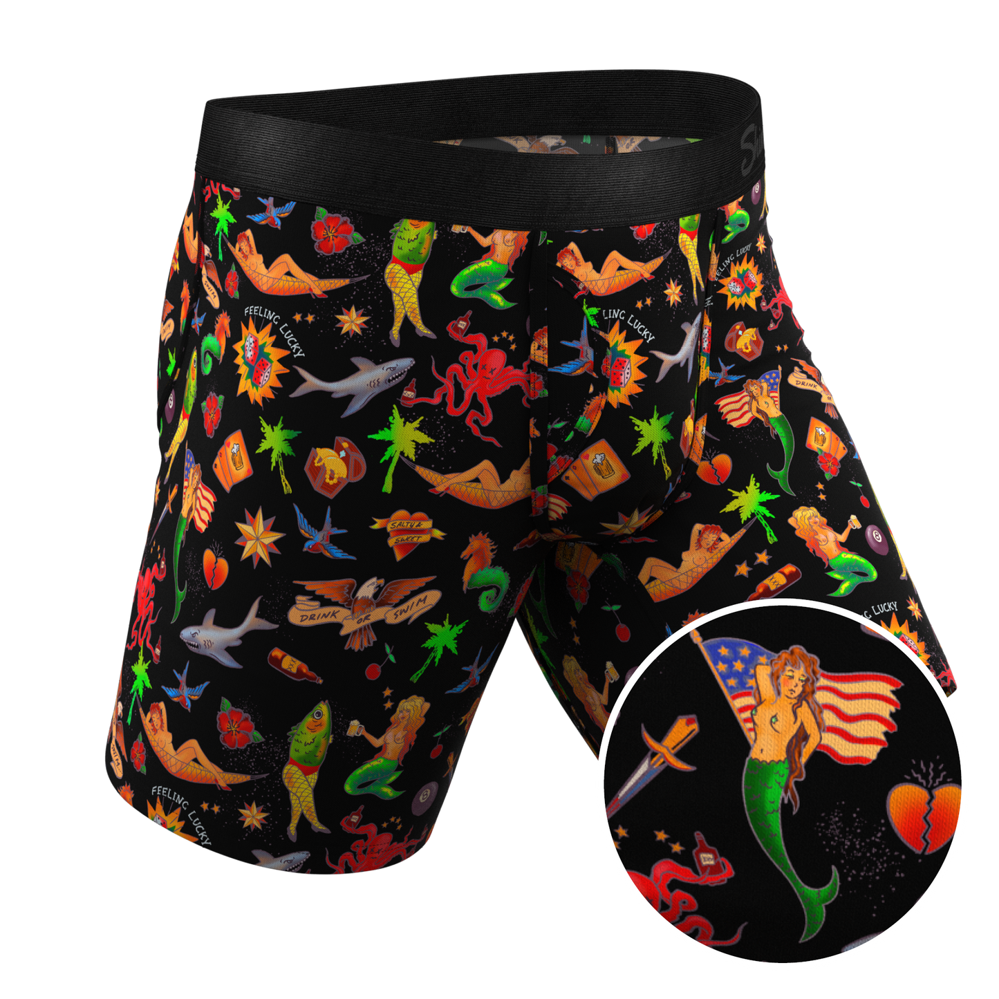  The Tight Ship | Sailor Tattoos Long Leg Ball Hammock® Pouch Underwear With Fly