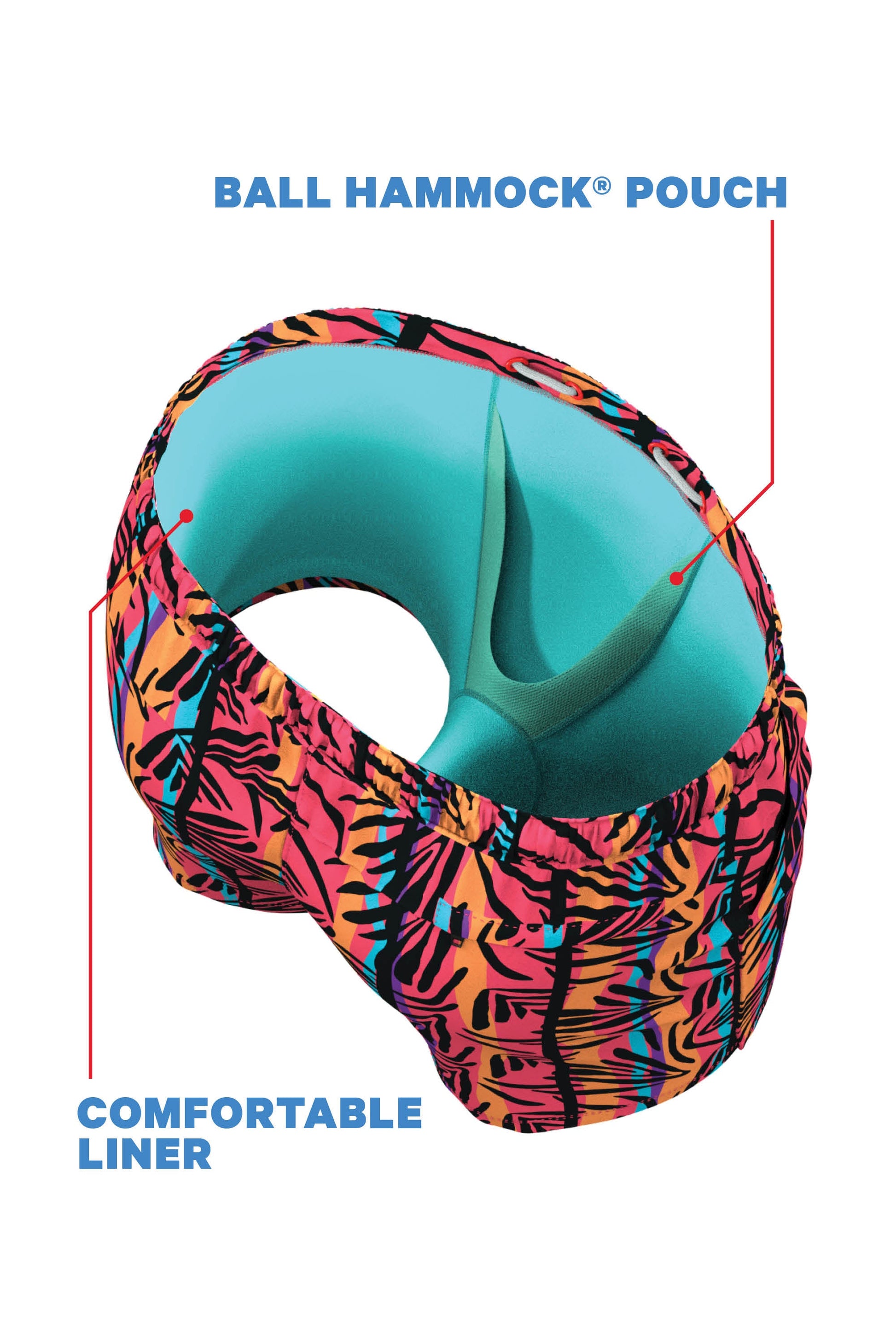  The Bay Breeze | Tropical Neon Ball Hammock® Pouch 5" Swim Trunks