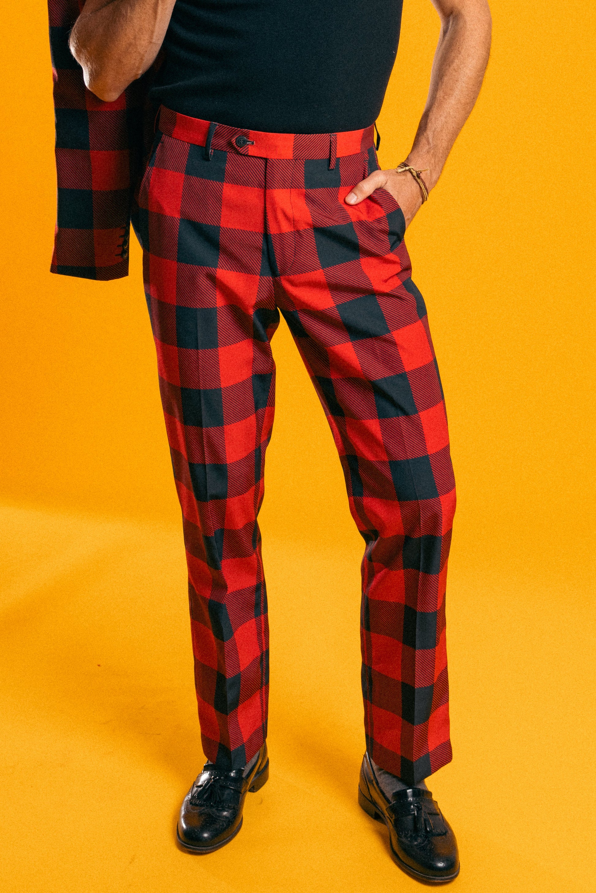  The Red & Black Lumberjack | Buffalo Check Plaid Suit Pants
