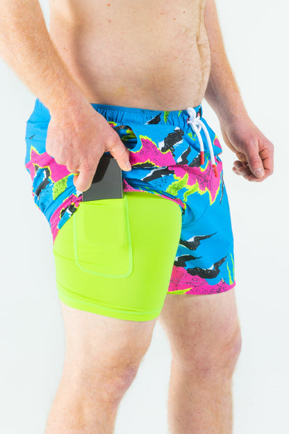  The Melted Popsicle | Retro Neon Ball Hammock® Pouch 5" Swim Trunks